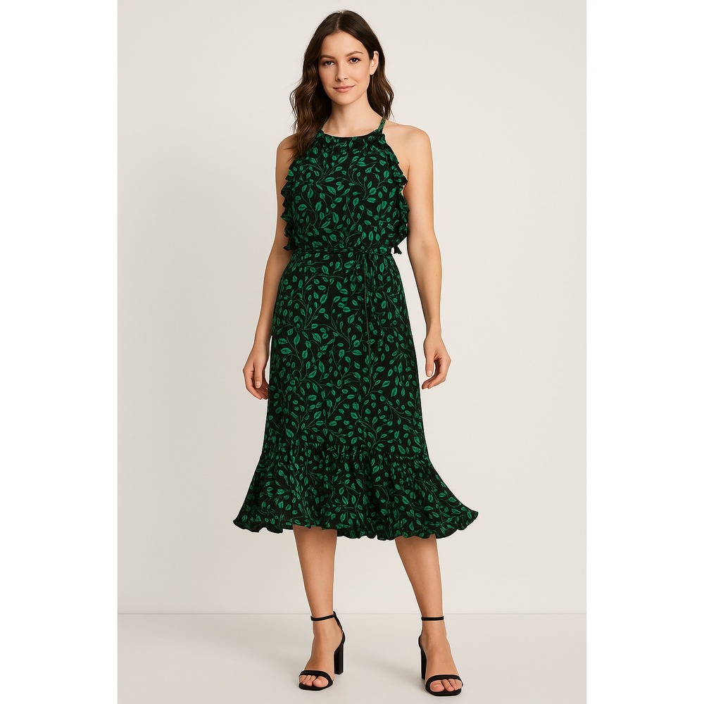 WHO WHAT WEAR 3X Floral Ruffle Midi Dress Cottagecore Boho Chic Summer Party